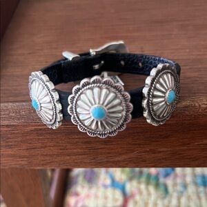 Silver and Turquoise Concho Bracelet